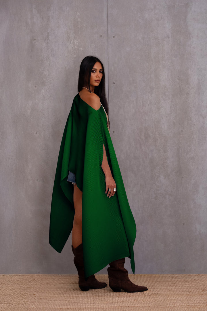 Pleated Long Poncho