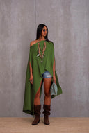 Pleated Long Poncho
