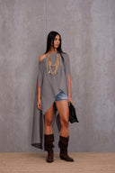 Pleated Long Poncho