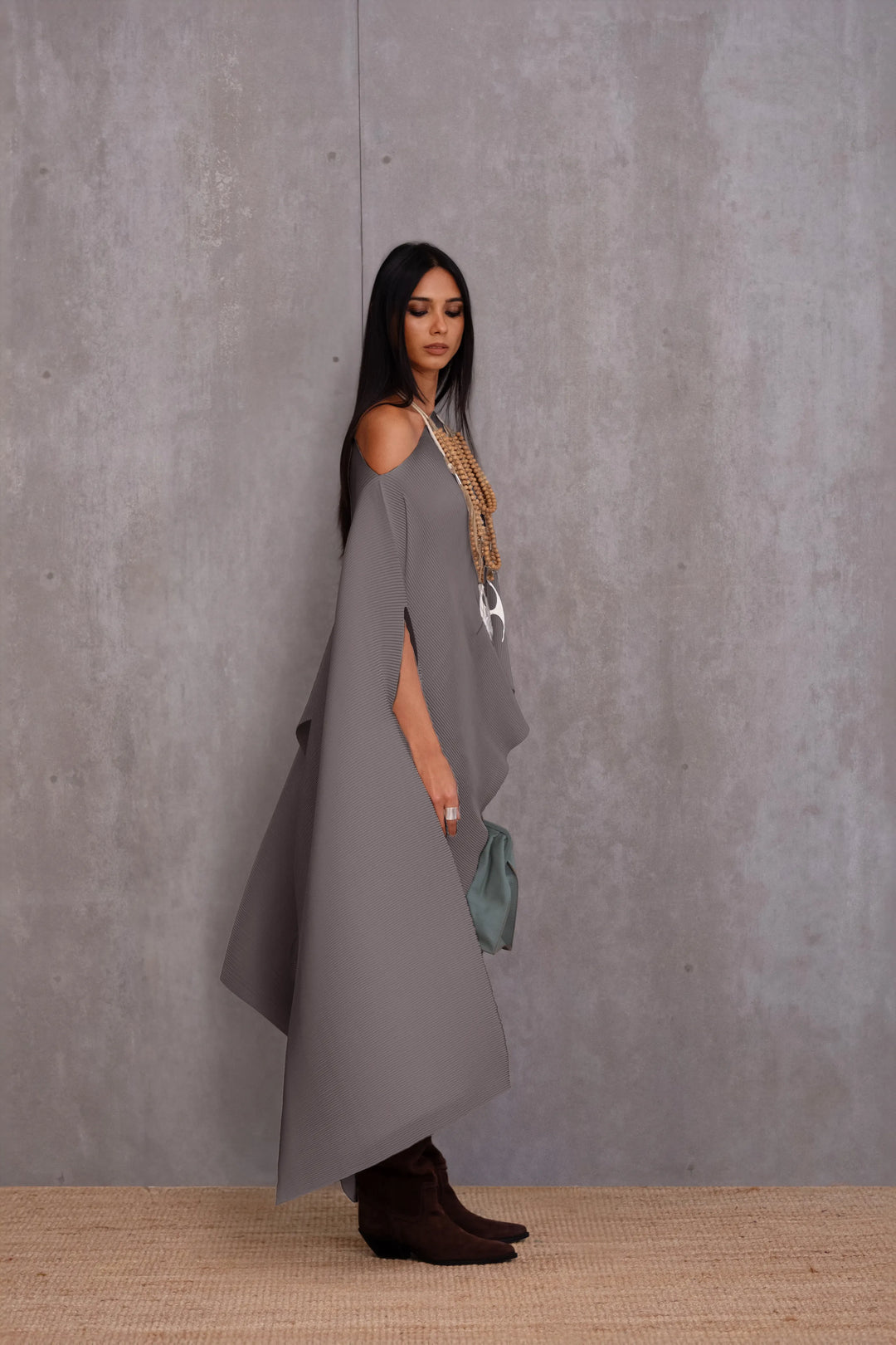 Pleated Long Poncho