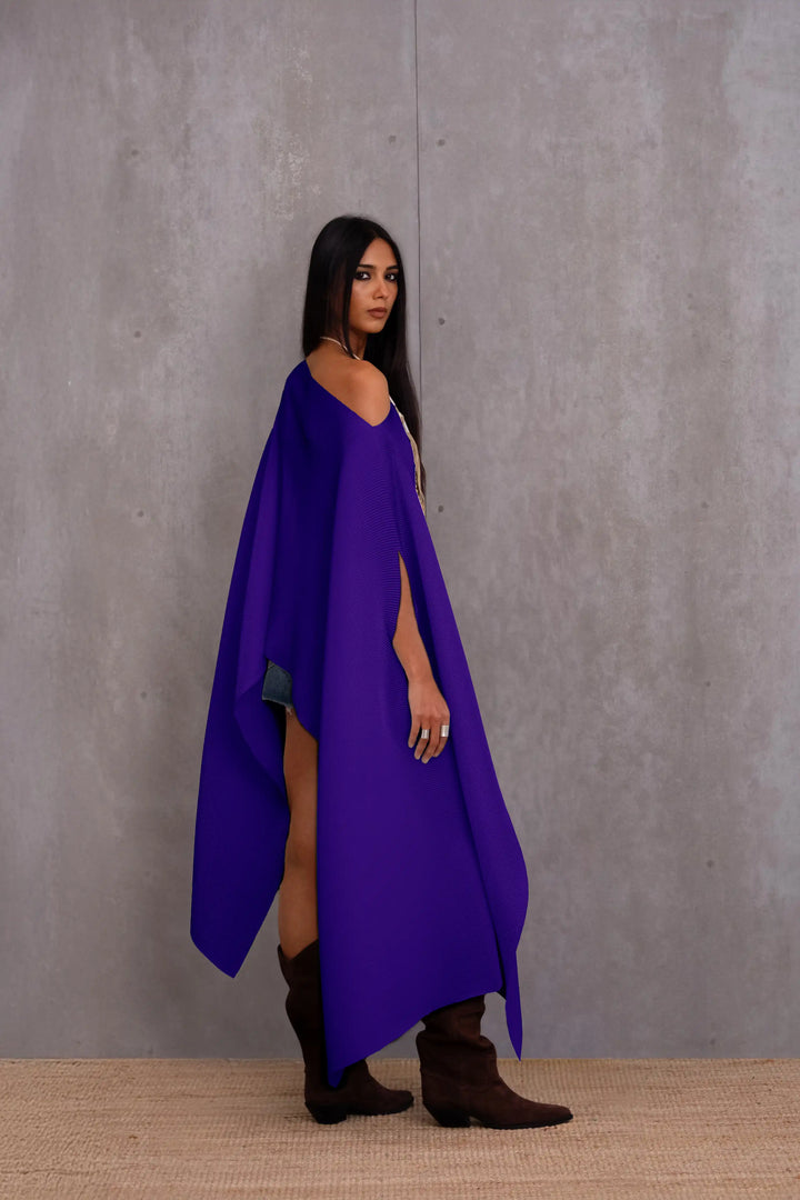 Pleated Long Poncho