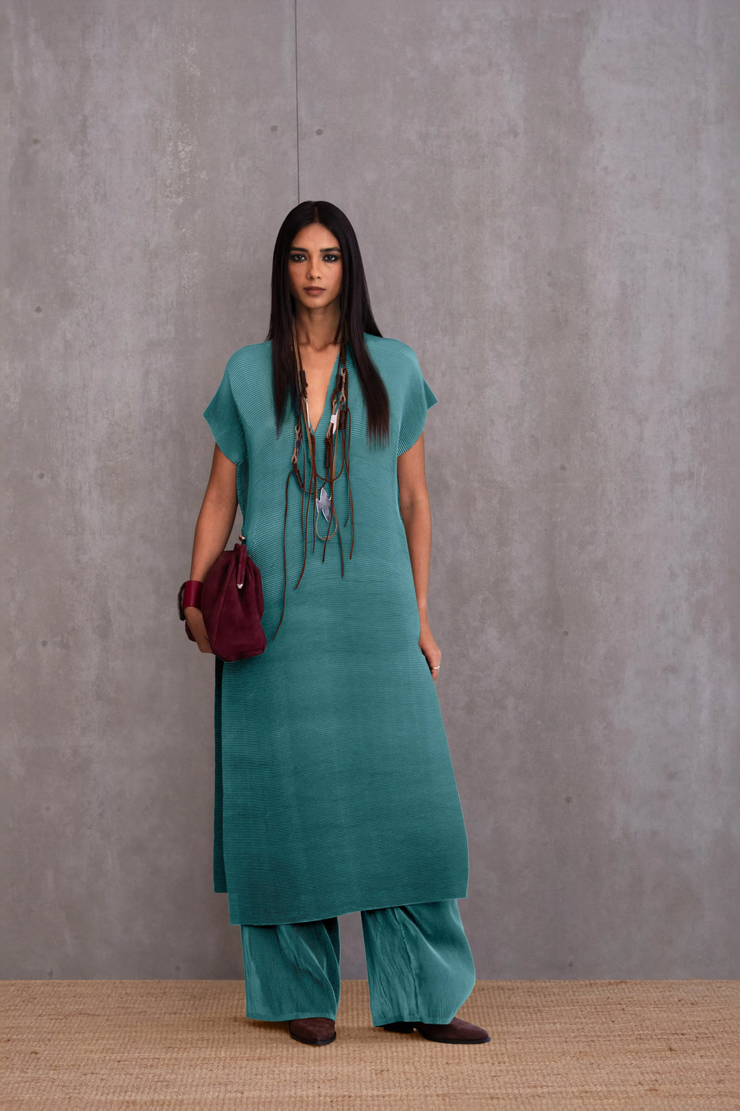 Pleated Kurta Set