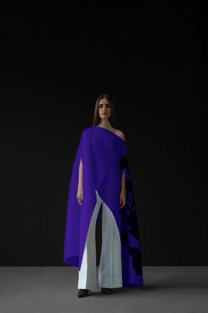 Pleated Long Poncho