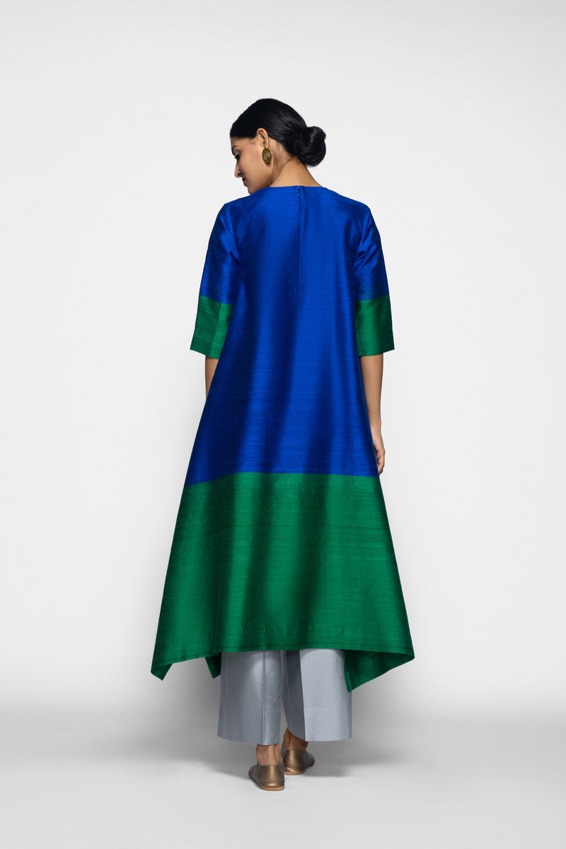 Handwoven Silk Kurta With Brocade Detail