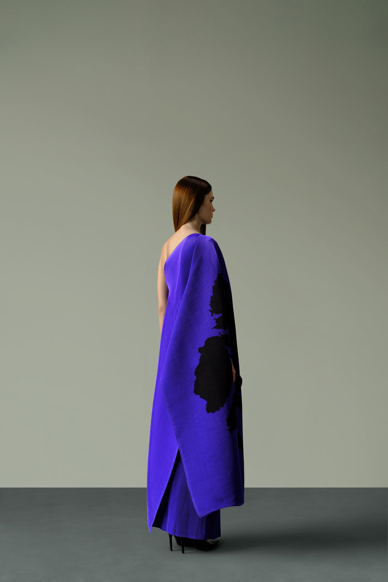 Pleated One-Shoulder Poncho