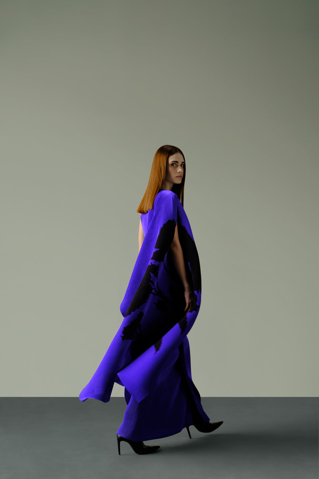 Pleated One-Shoulder Poncho