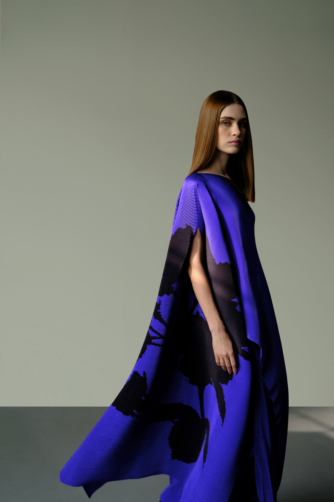 Pleated One-Shoulder Poncho