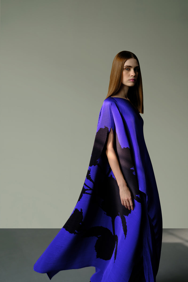 Pleated One-Shoulder Poncho