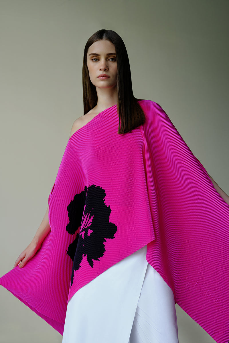Pleated Short Poncho