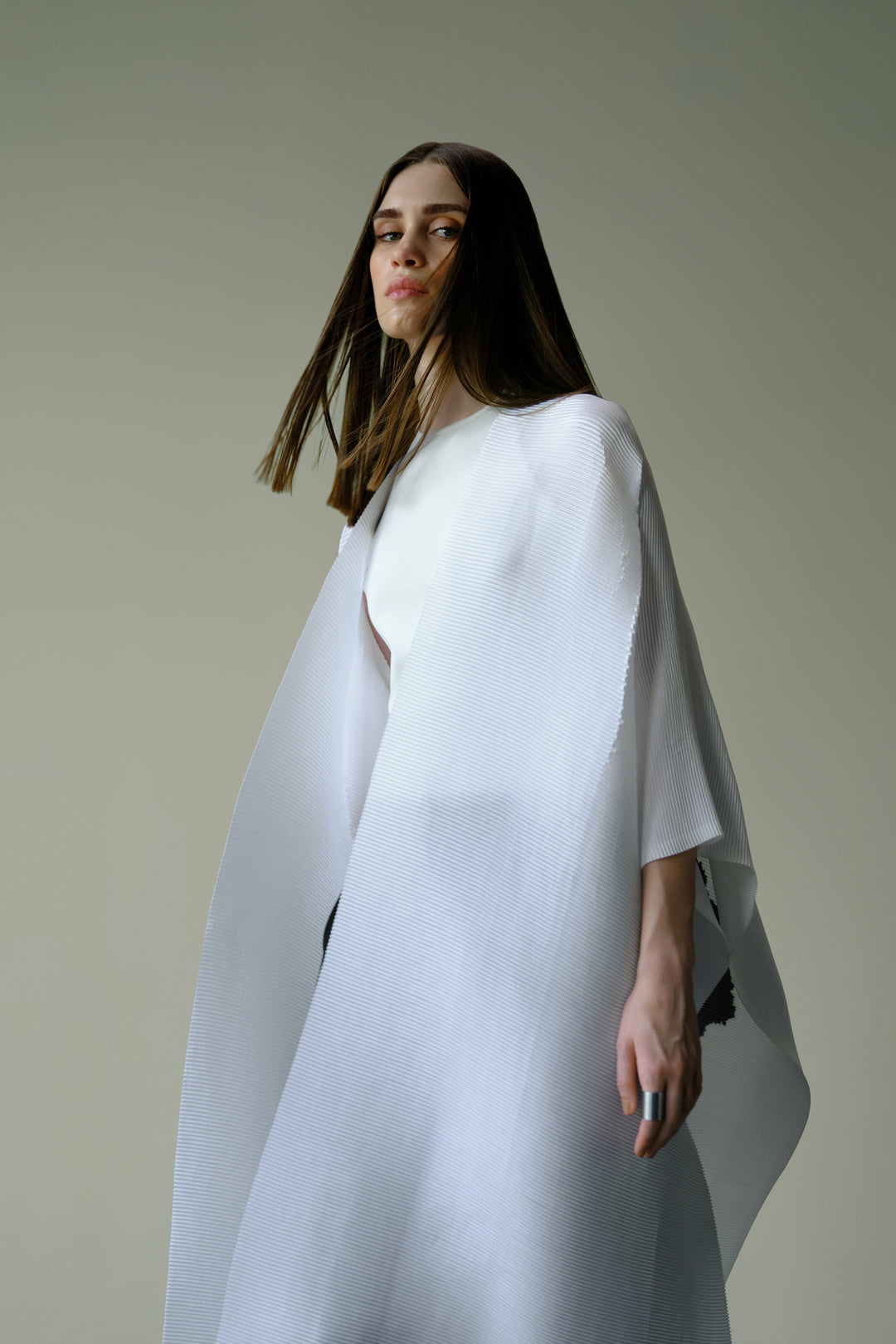 Pleated Kimono Cape