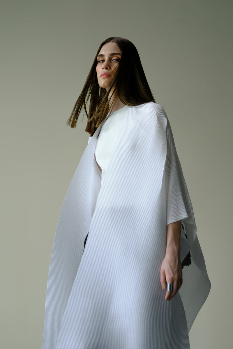 Pleated Kimono Cape