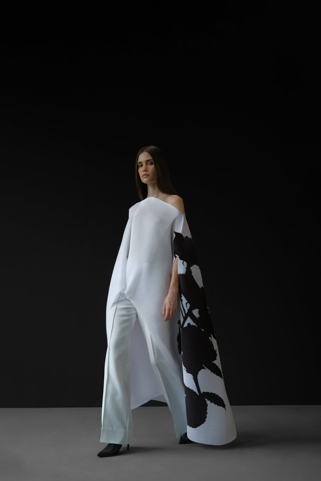 Pleated Long Poncho