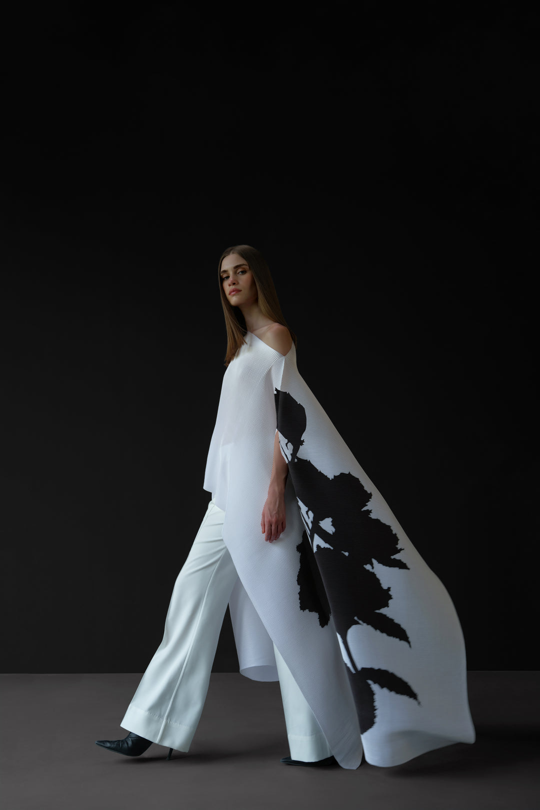 Pleated Long Poncho