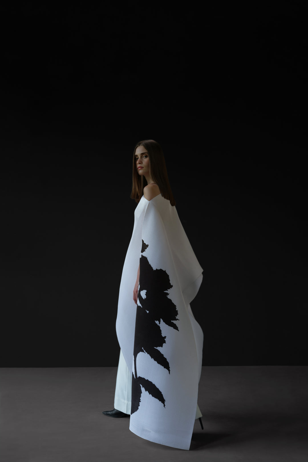 Pleated Long Poncho