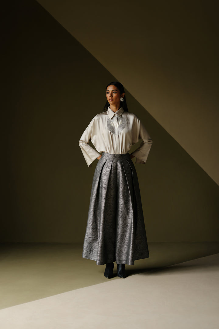 Silk Shirt with Brocade Detail
