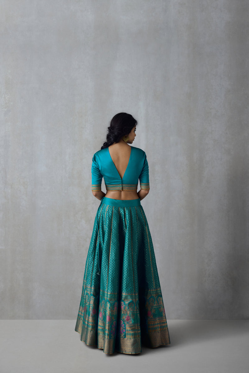 Silk Brocade Lehenga Set