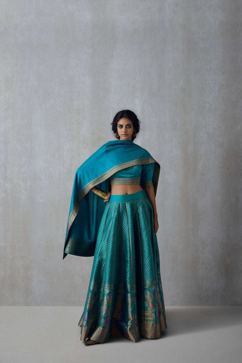 Silk Brocade Lehenga Set