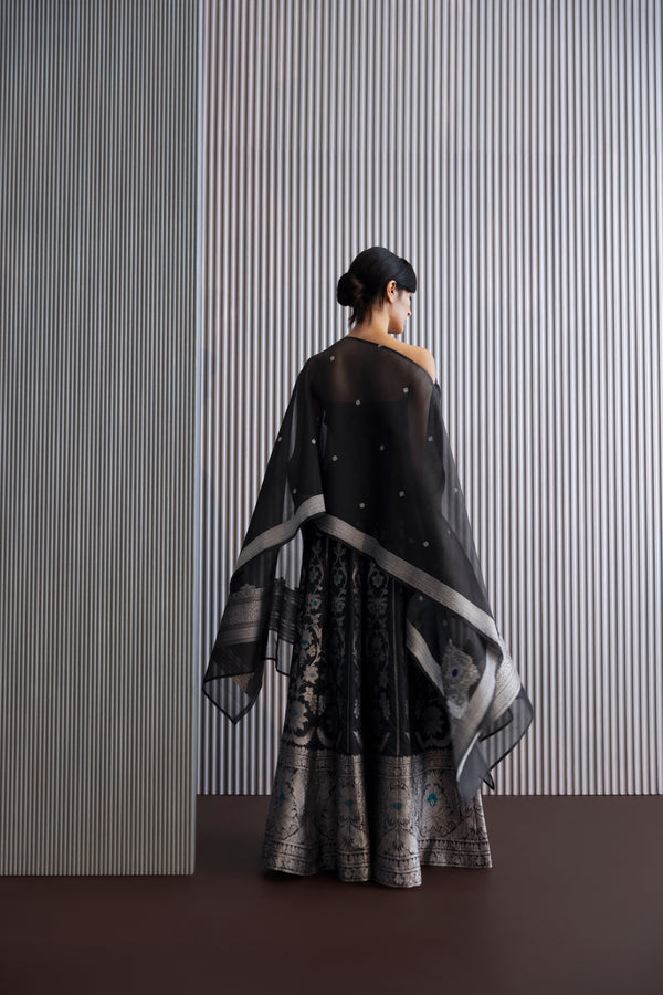 Handwoven Silk Engineered Organza Poncho