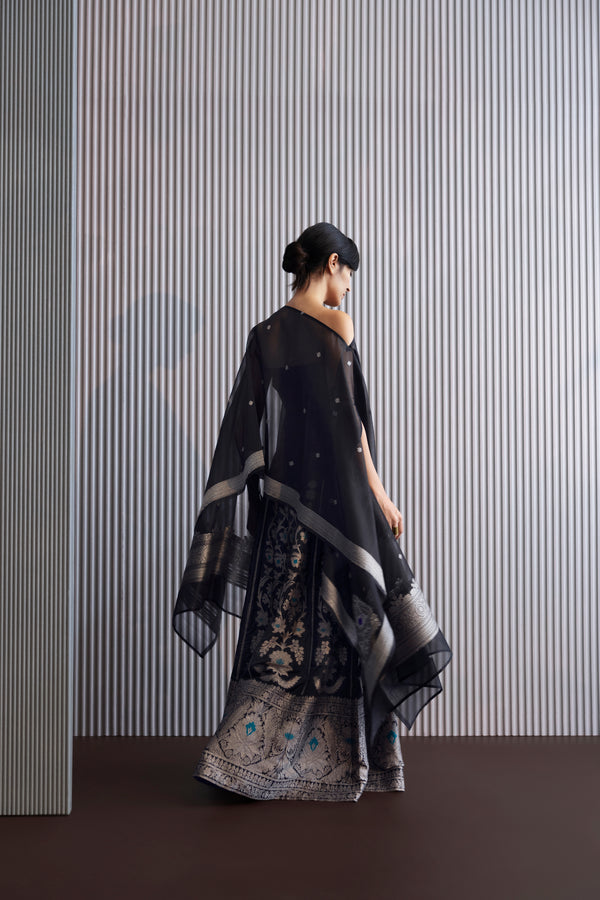 Handwoven Silk Engineered Brocade Lehenga