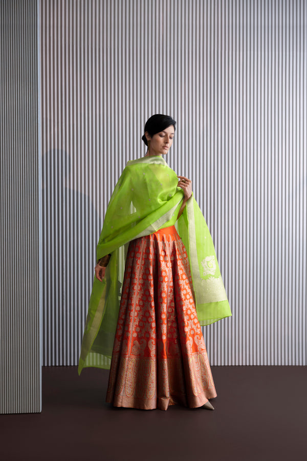Handwoven Silk Brocade Lehenga Set