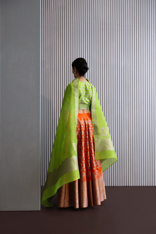 Handwoven Silk Brocade Lehenga Set