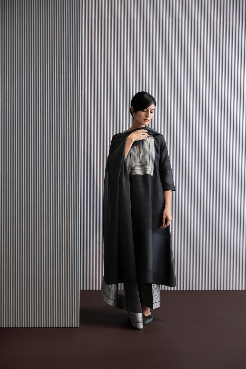 Silk Organza Dupatta with Brocade Detail