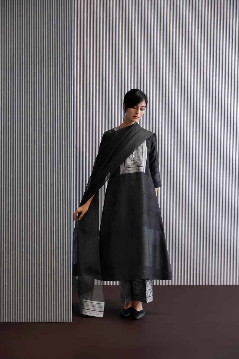 Silk Organza Dupatta with Brocade Detail