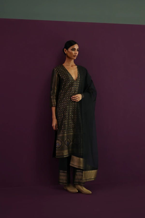 Silk Brocade Kurta Set