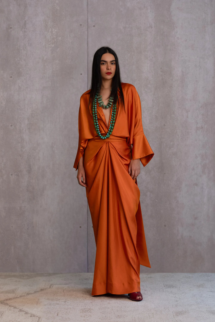 Draped Silk Dress