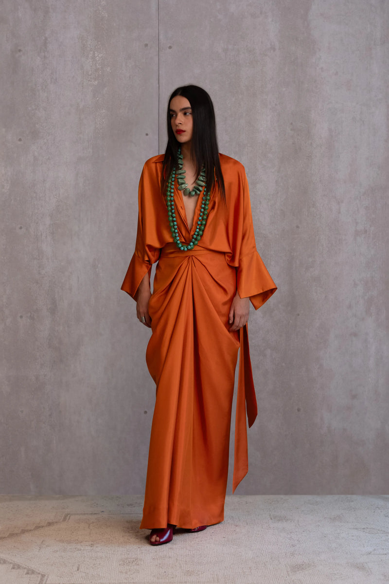 Draped Silk Dress