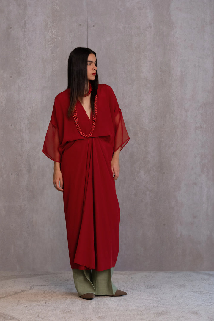 Draped Silk Dress