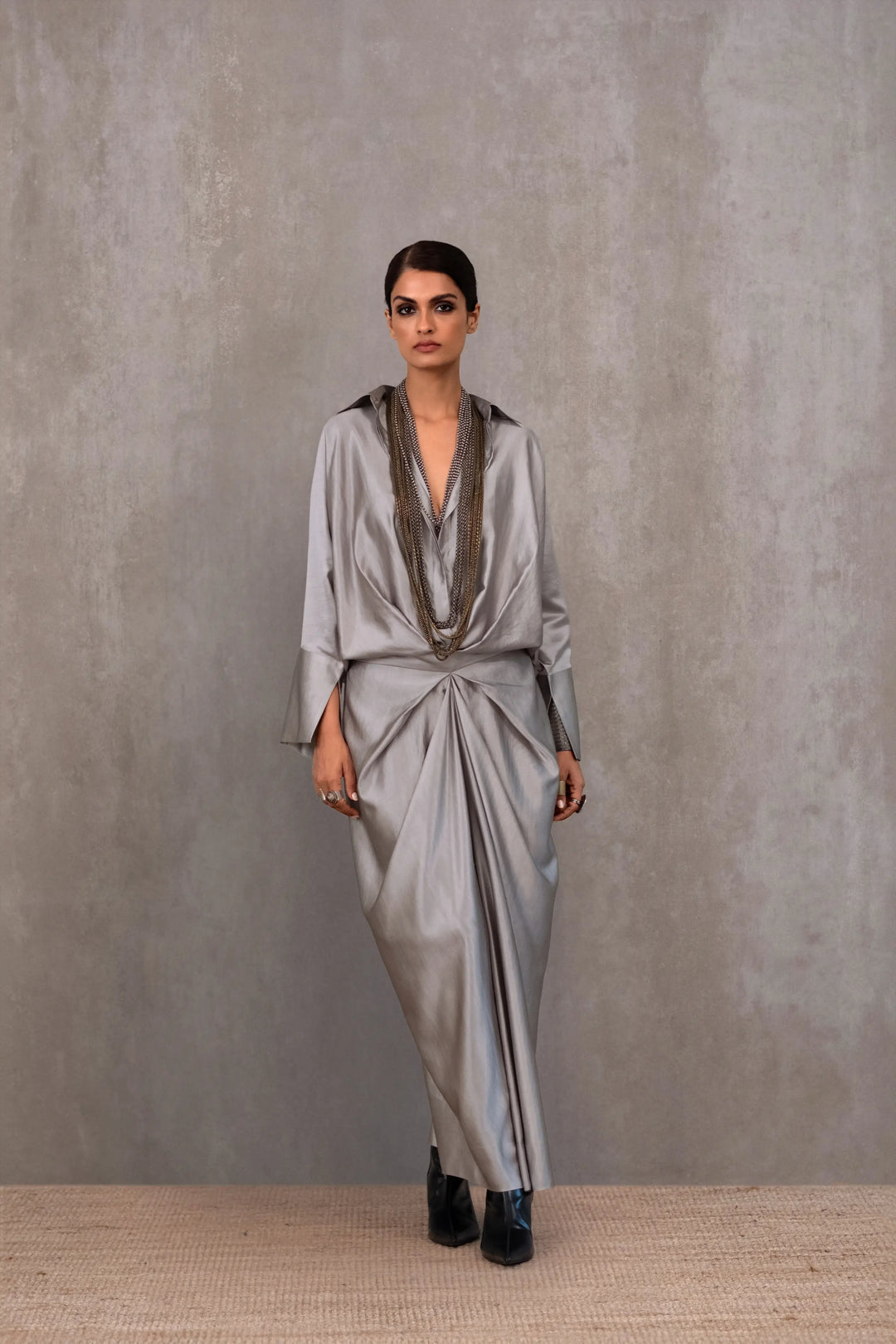 Draped Silk Dress