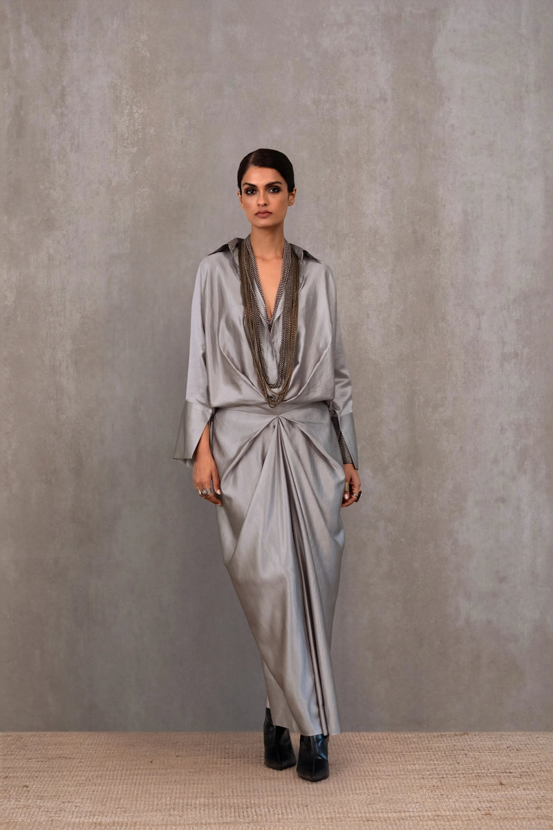 Draped Silk Dress