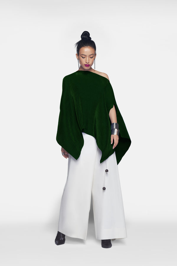Pleated Short Poncho