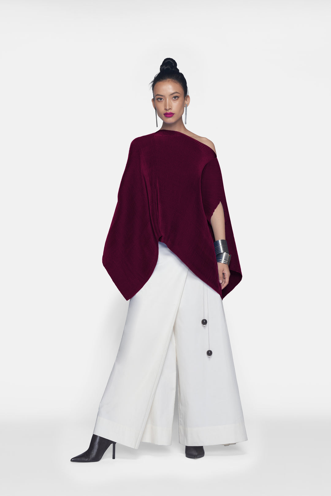 Pleated Short Poncho