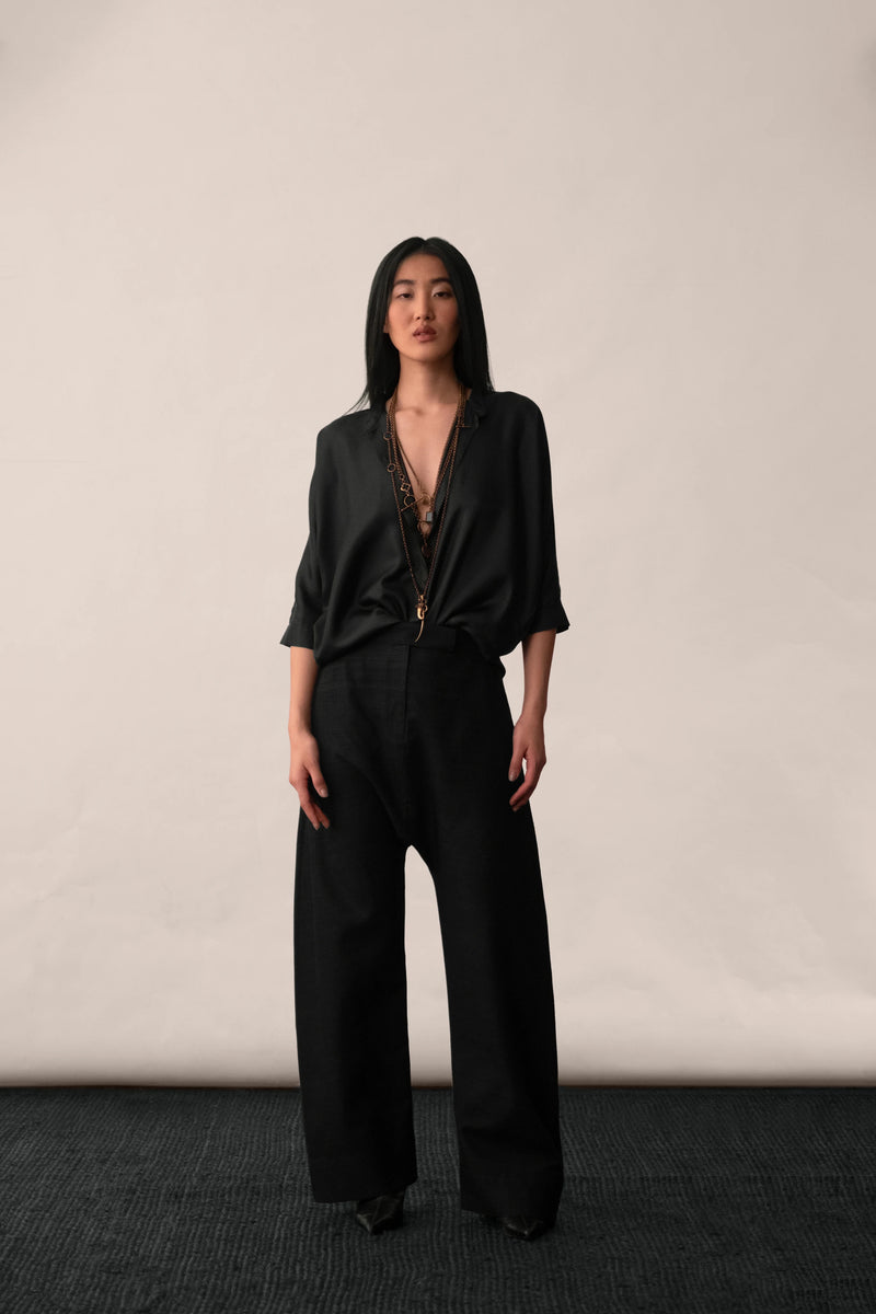 Silk Drop-Crotch Trouser