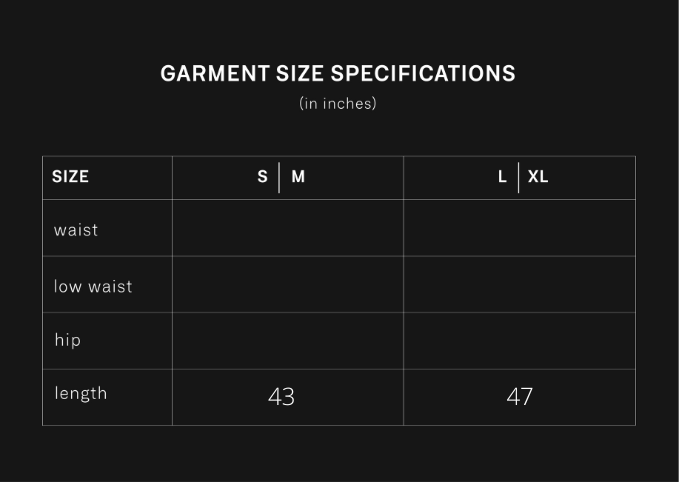 product size chart