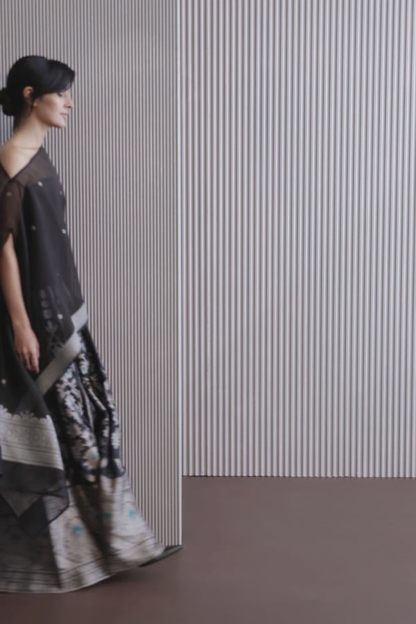 Handwoven Silk Engineered Organza Poncho