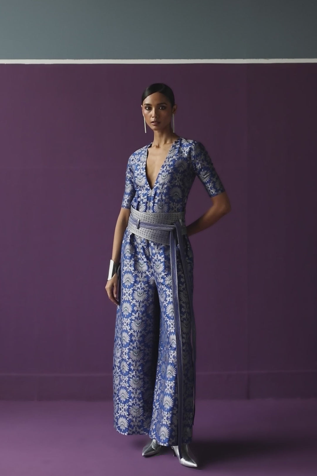 Silk Brocade Jumpsuit