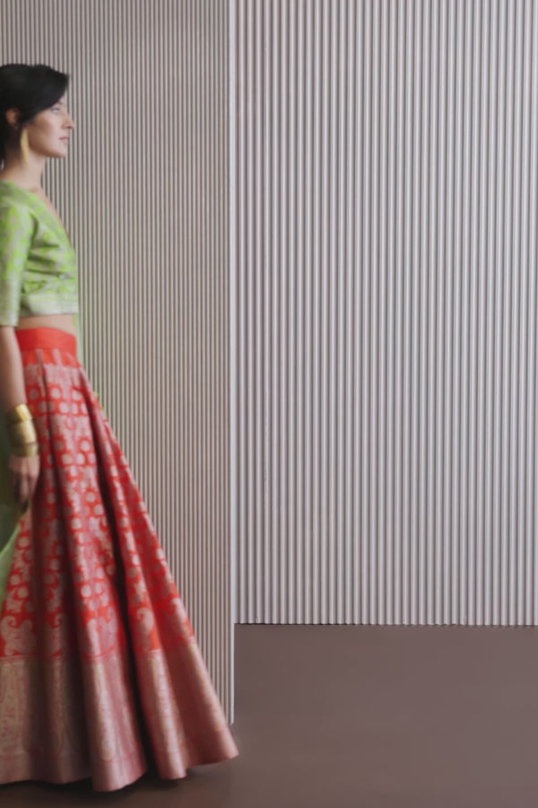 Handwoven Silk Brocade Lehenga Set