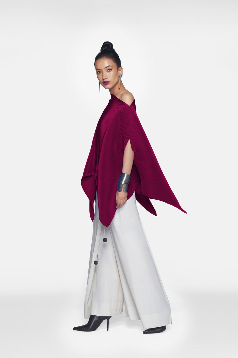 Pleated Short Poncho