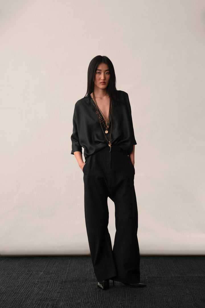 Silk Drop-Crotch Trouser