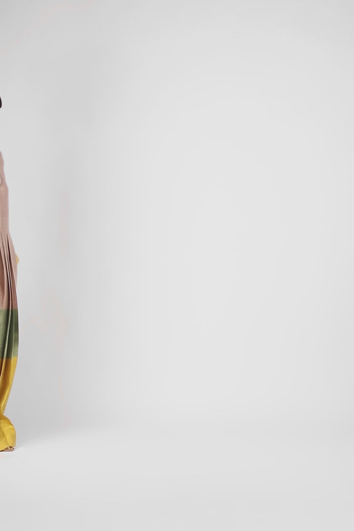 Handwoven Silk Shirt Dress With Brocade Detail