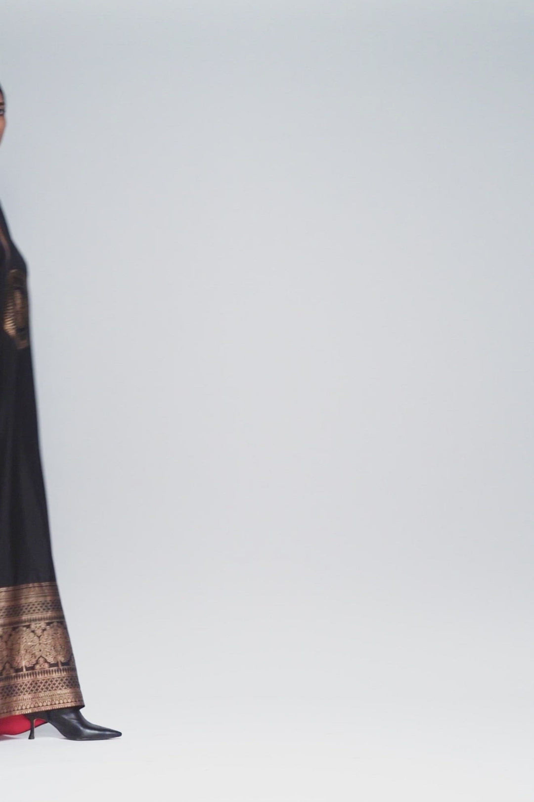 Silk Kaftan With Brocade Detail