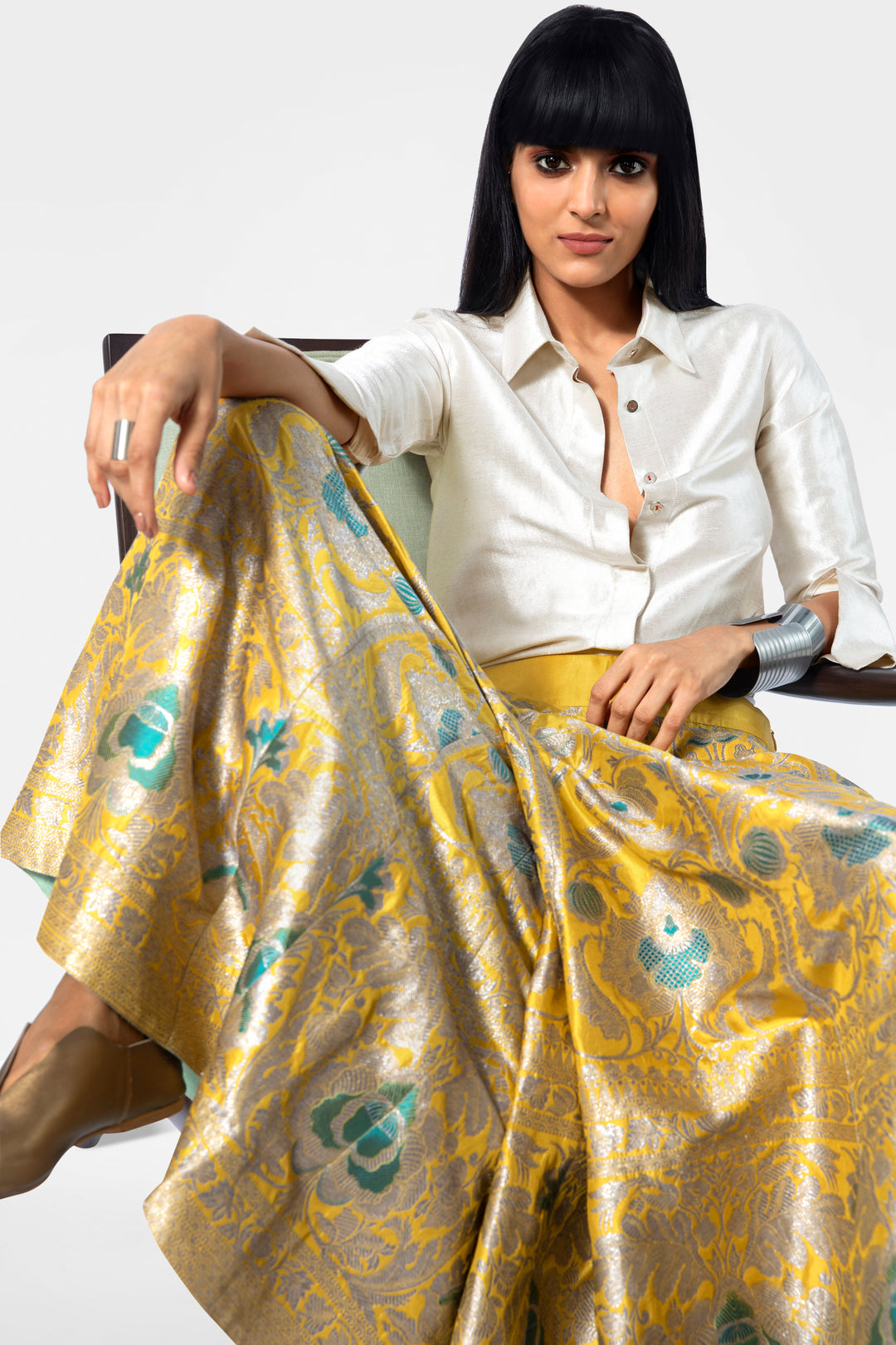 Handwoven Silk Engineered Brocade Palazzo