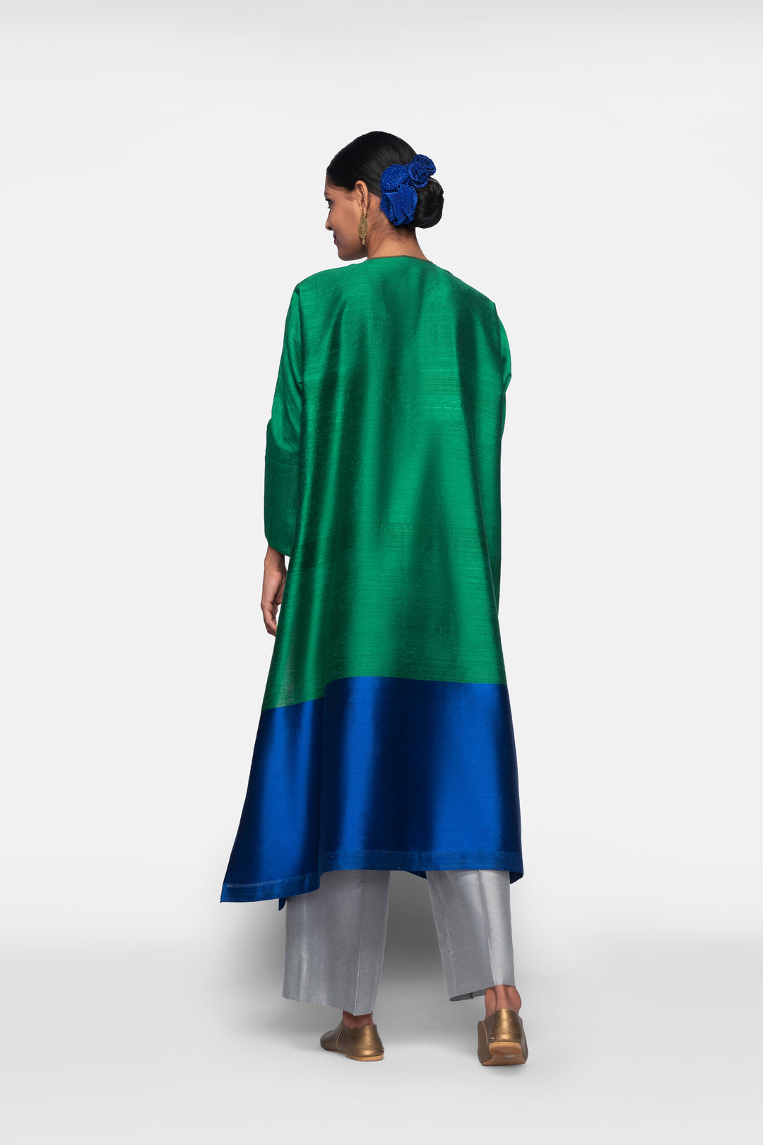 Handwoven Silk Kurta With Brocade Detail