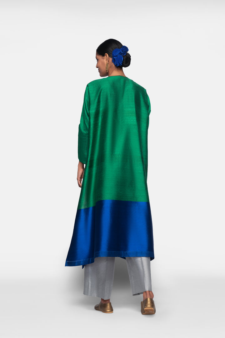 Handwoven Silk Kurta With Brocade Detail