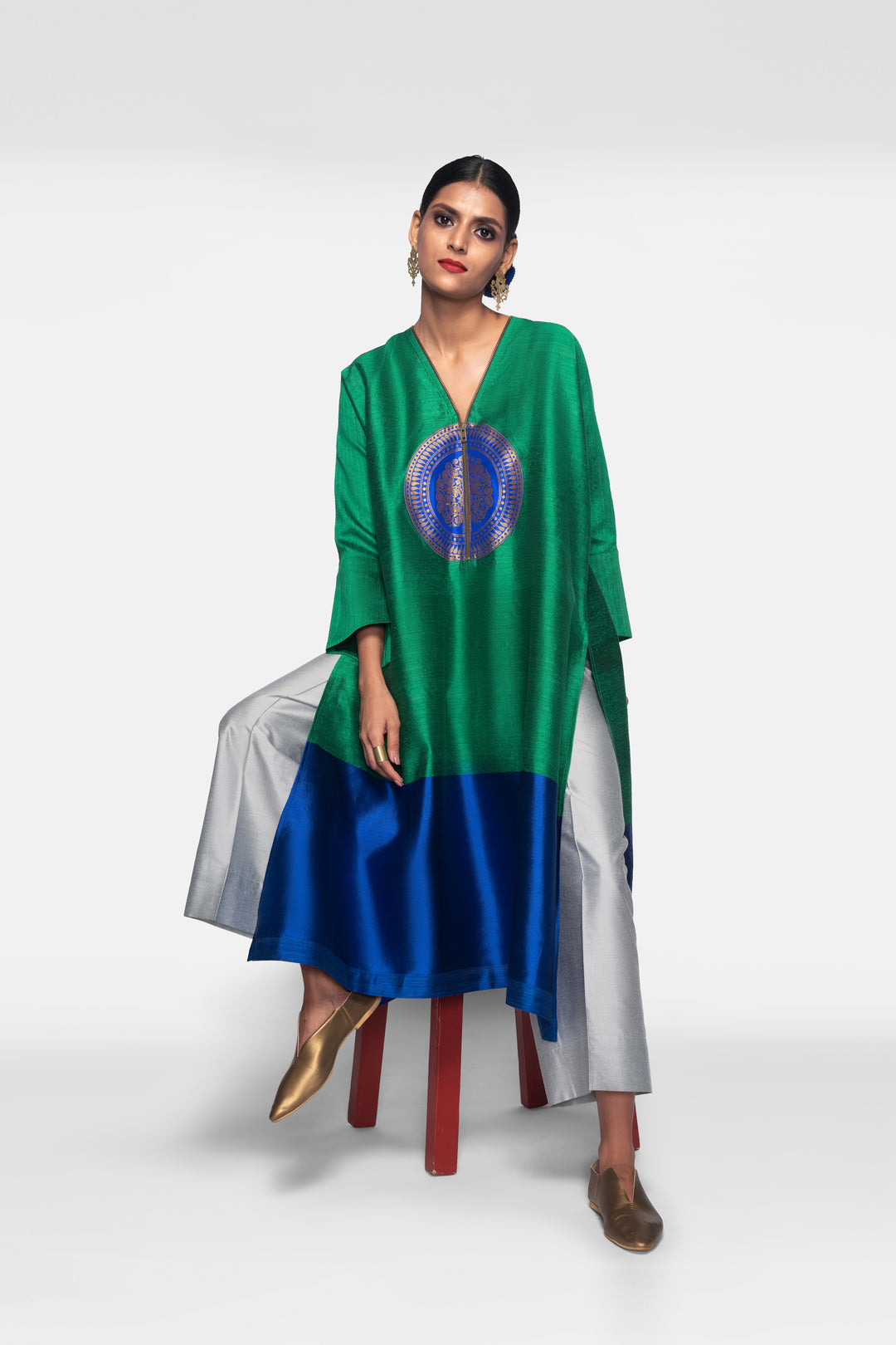 Handwoven Silk Kurta With Brocade Detail