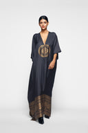 Silk Kaftan With Brocade Detail